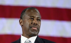 Republican presidential candidate Dr. Ben Carson defending one of his many controversial remarks