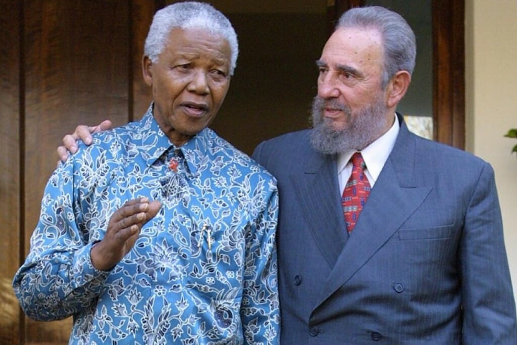 The late South African president Nelson Mandela with Fidel Castro