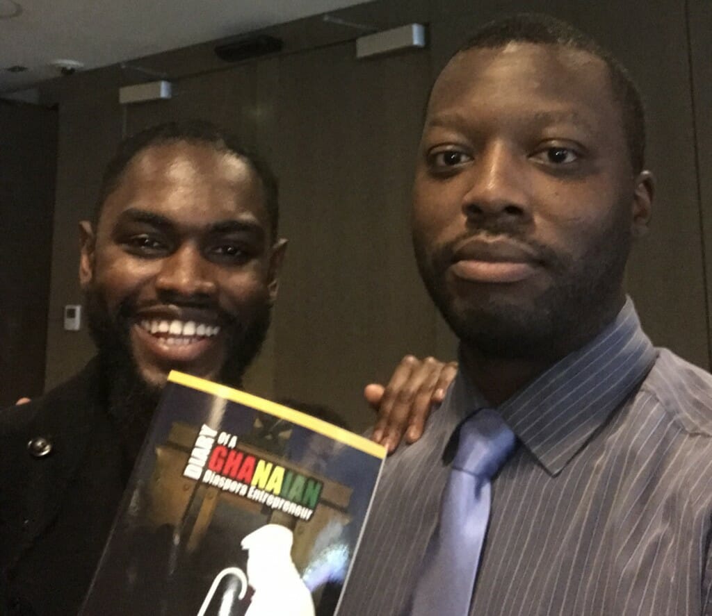 Fellow Ghanaian-American entrepreneur, Prince, and I at a local restaurant in Massachusetts capturing him getting his signed copy of my book a couple of months ago.