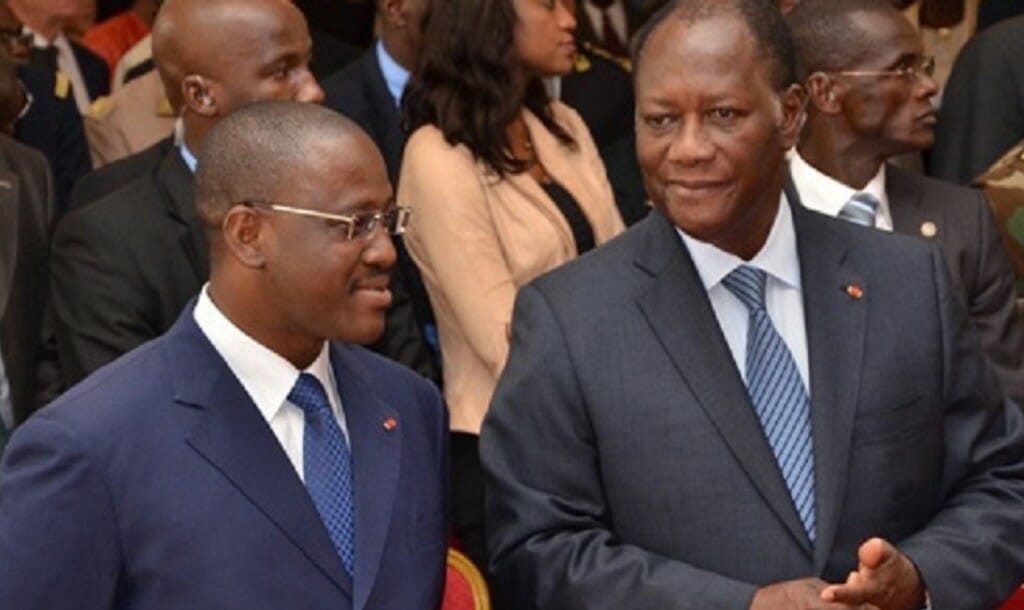 President Alassane Ouattara, right, with Guillaume Soro, the speaker of the Ivorian parliament