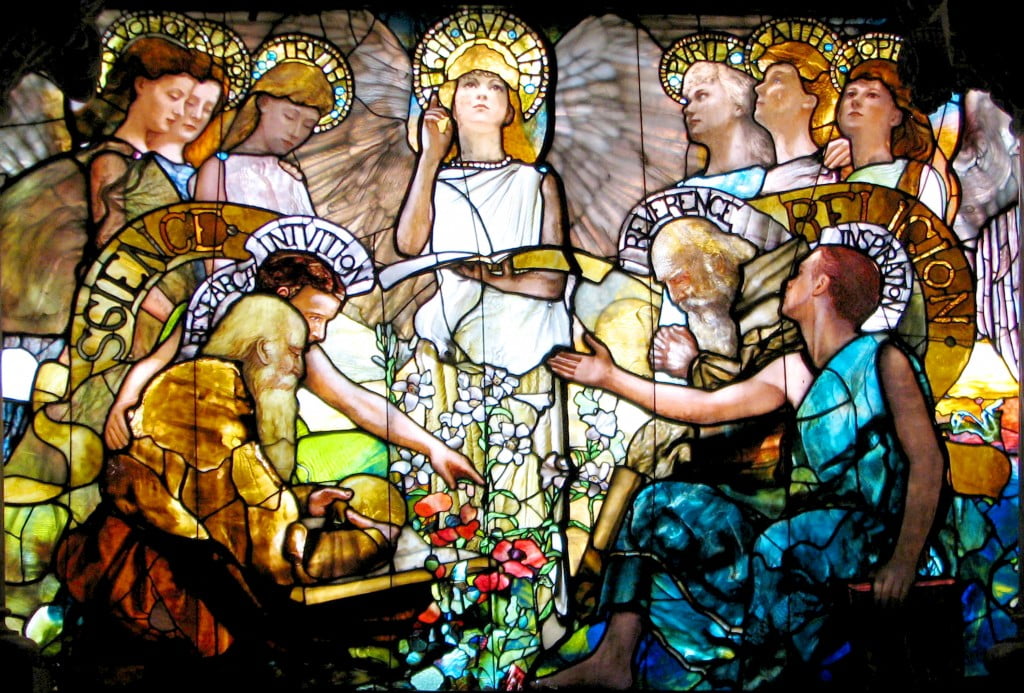 Education-Louis-Tiffany-Window-1890-AD-Yale-University-portraying-Science-Religion-in-harmony-BEST