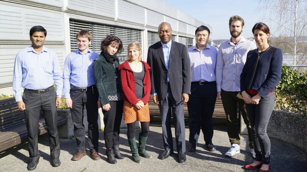 From left to right: Jegannathan Kenthorai Raman (Post-doc), Pavel Vaskan (Post-doc), Elia Ruiz Pachon (Post-doc), Virginie Ruetsch (Master student), Edgard Gnansounou, Daniel Tuazon (Post-doc), Michail Agiovlasitis (Master student), Sabrina Martone (Adminstrative assistant).