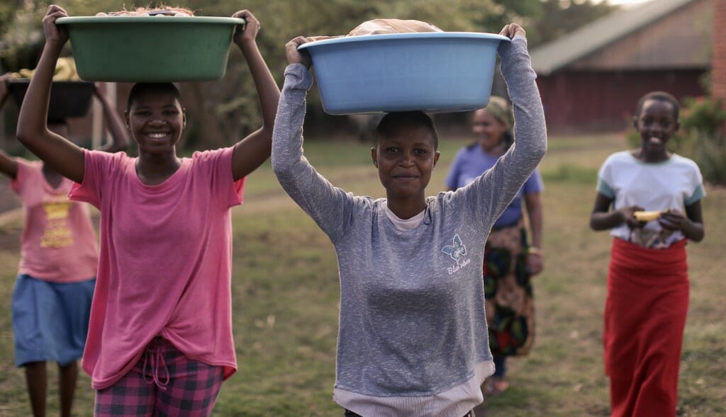Children helping with chores