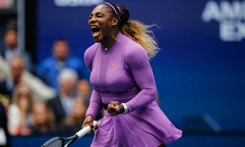 Serena celebrates her roaring back in the second set