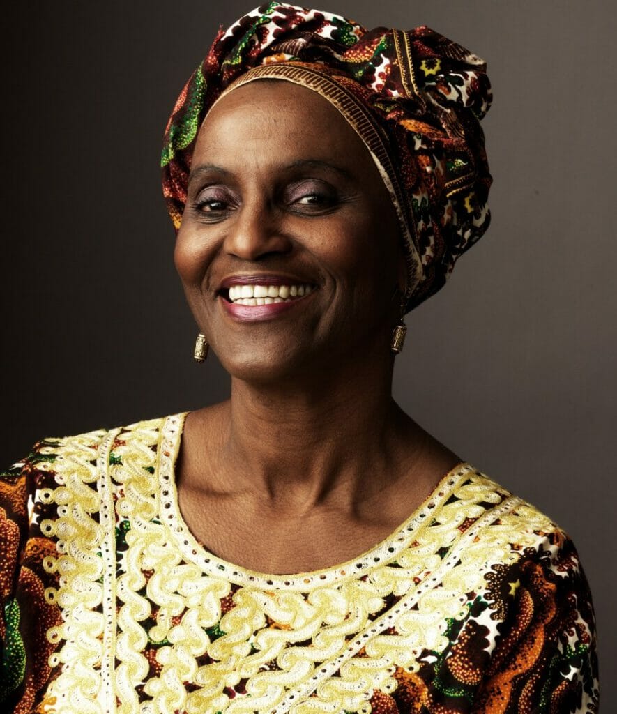 Anni Domingo wearing an African costume