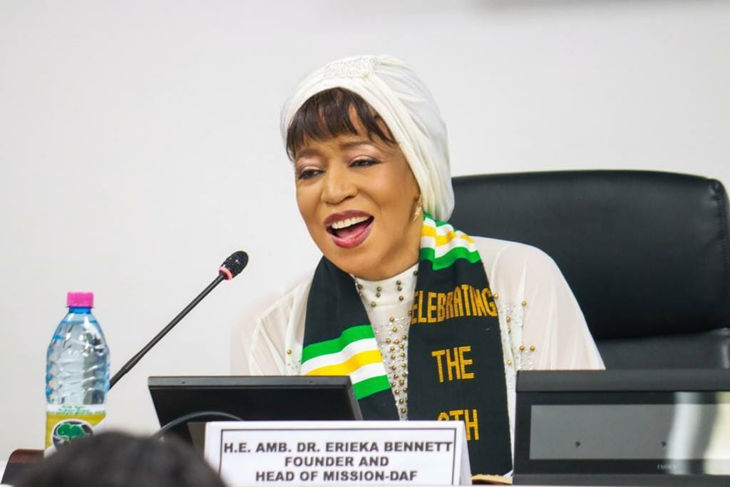 Ambassador Erieka Bennett adresses a major gathering in Accra, Ghana on April 7, 2022