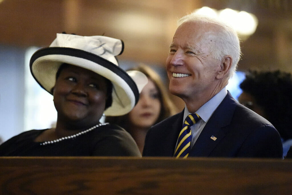 President Biden with unidentified voter