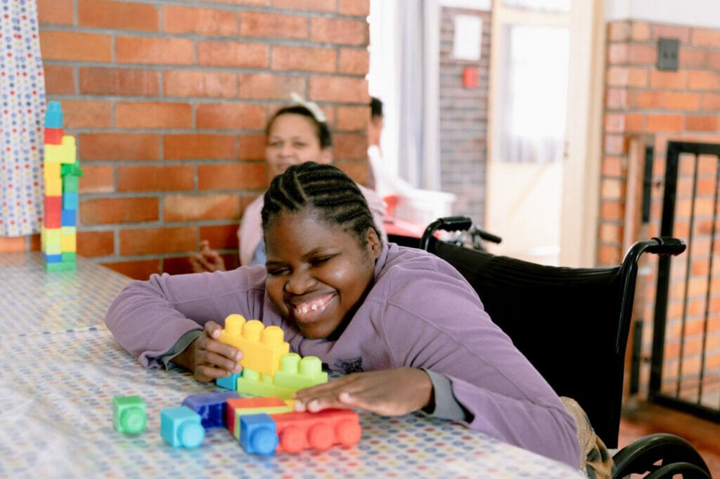 Zeena Maqubela building blocks at Hensie Vroom House in Cape Town, South-Africa, on 13 June 2022