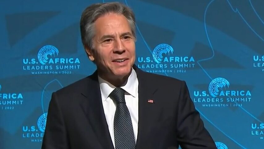 U.S. Secretary of State Antony Blinken addresses African leaders during the U.S.-Africa leaders summit held in December in Washington