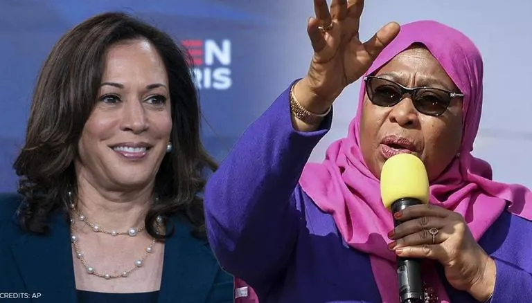 Vice President Kamala Harris with Tanzania's first female president and currently the only female African head of state Samia Suluhu Hassan