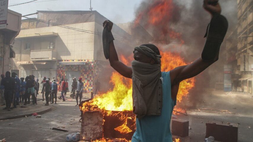 A scene of violence today in the streets of Dakar