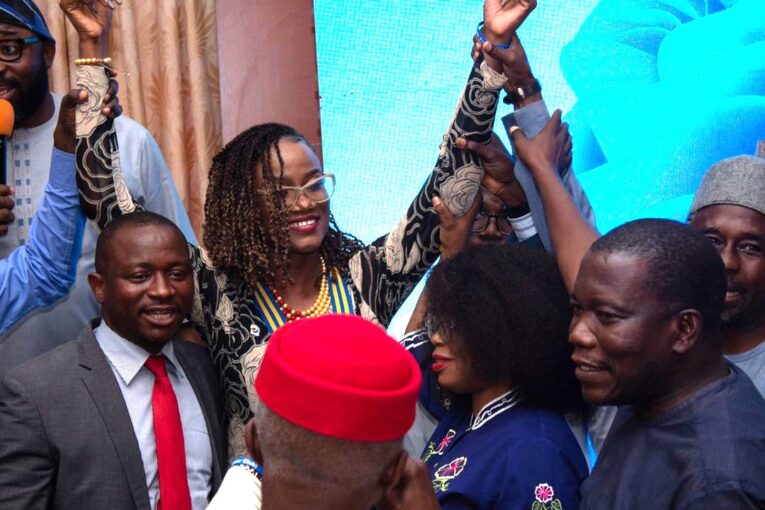 Amara Chidinma Ezediniru takes charge as the new President of Rotary District 9125 amid cheers of Rotary members, friends and family