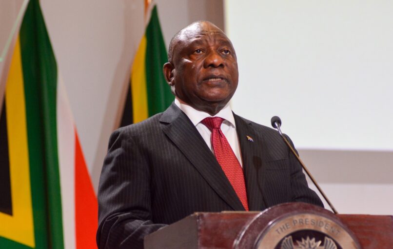 Files image South Africa's president Cyril Ramaphosa addresses an international audience