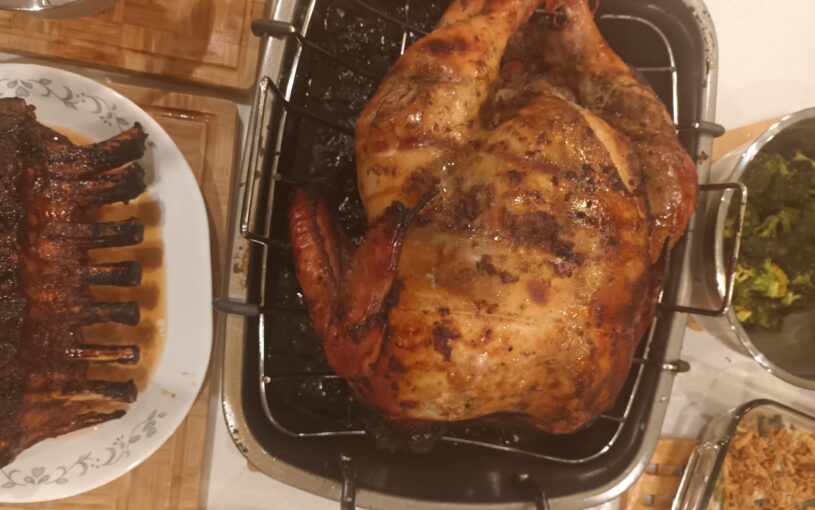 Partial Thanksgiving dinner table