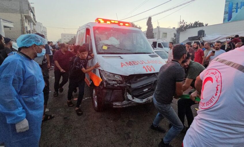Rescue efforts after a bomb fell on Gaza main hospital on October 17 while President Joe Biden was en route to Israel.