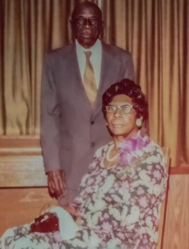 Isaac Long and wilfe Beatrice Moore Long in a picture taken in 1975
