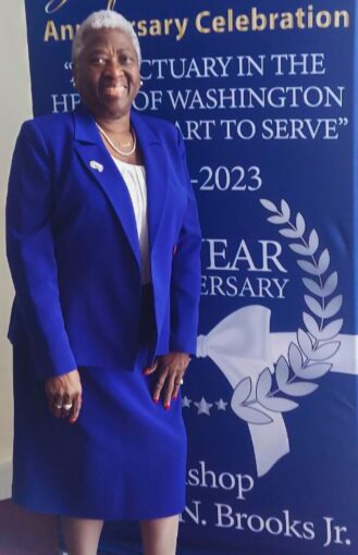 Marva Long, a very religious woman deeply involved in her church’s activities, poses during the sesquicentennial anniversary celebration