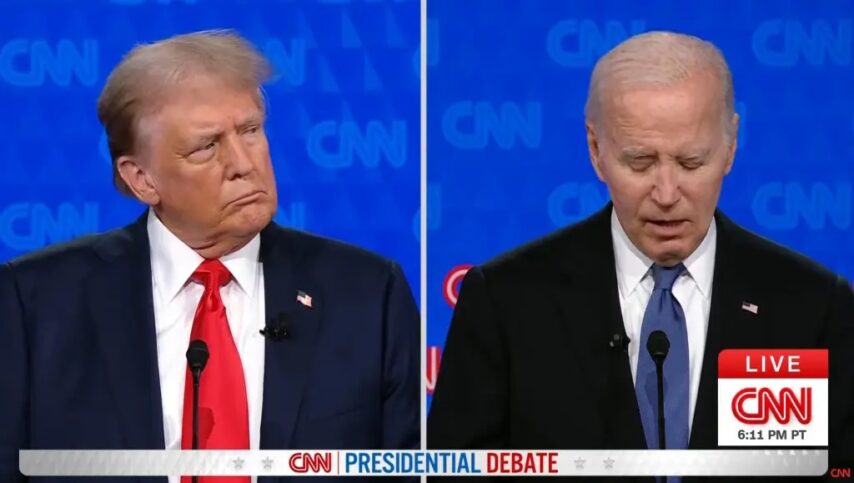 President Joe Biden, right, gives a disastrous peformance during the June 27 presidential debate that many attributed to his old age