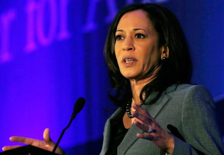 California Attorney General Kamala Harris addresses an audience