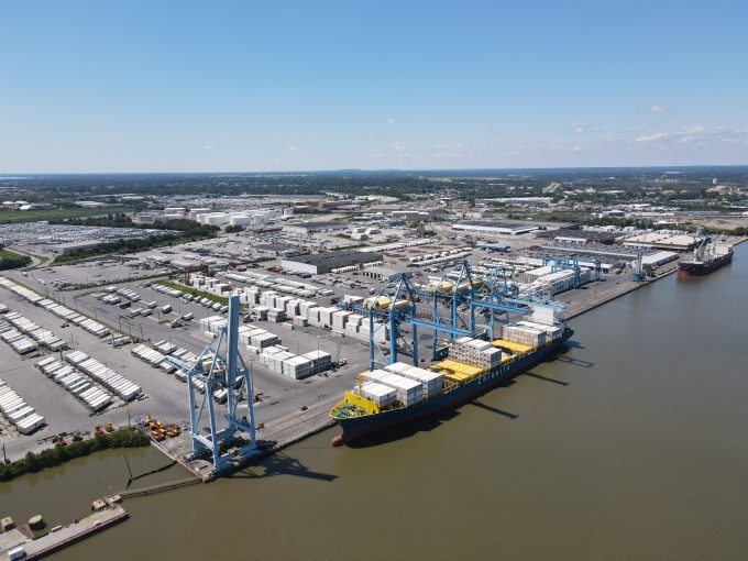 A partitial view of the Wilmiington Port