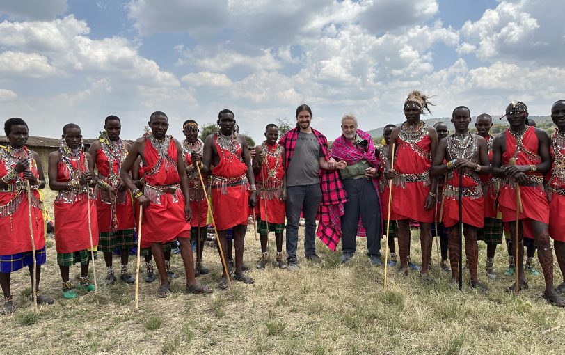 Jeff add Scott Fadiman, father and son, with Maasai dancers. Both write for The African Magazine