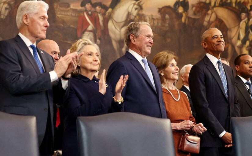 Former President Bill Clinton, former Secretary of State Hillary Clinton, former President George W. Bush and former President Barack Obama attend Donald Trump’s inauguration on January 20, 2025 in the Capitol building. Getty Images.
