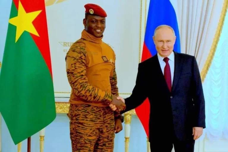 Burkina President Ibrahim Traore with Russia President Vladimir Putin