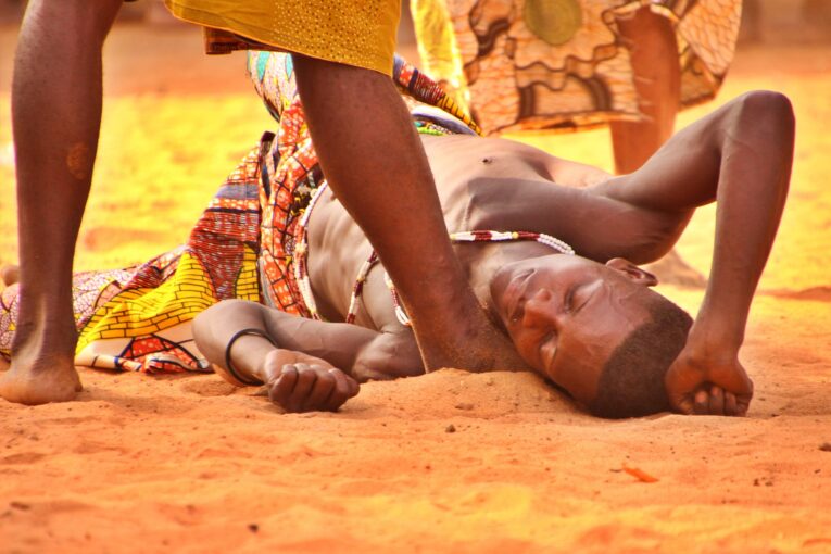 A voodoo worshipper in trance