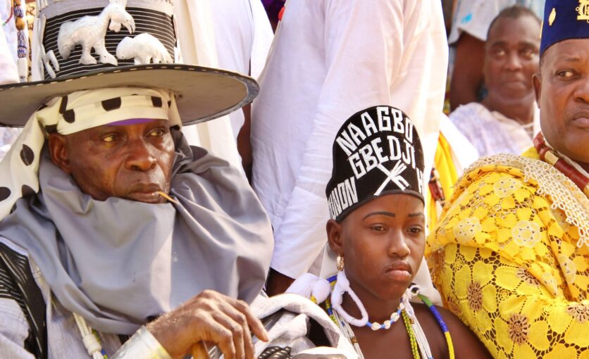 His Royal Majesty Daagbo Hounon Houna II, King of the Seas and the Oceans, the traditional leader of the Voodoo cult, in Ouidah, the seat of the voodoo cult.