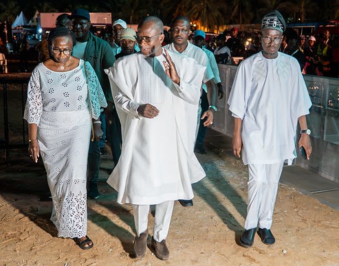 Beninese President, Patrice Talon, center, flanked on his wife by first lady Claudine Talon, and his left by the Treasury Minister Robert Wadagni guaranteed to succeed Talon. Image courtesy of the president's communication services.