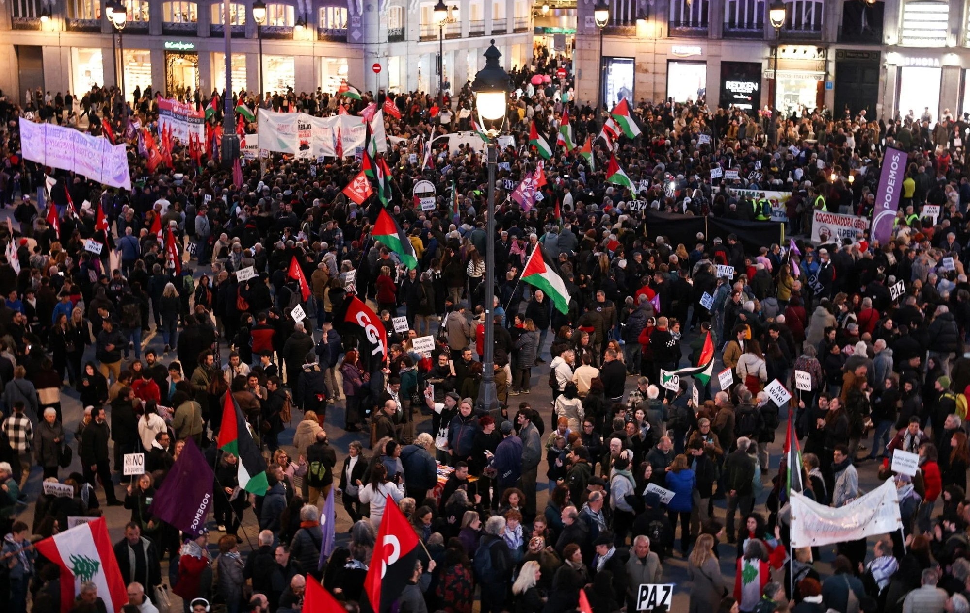 Protesters in Spain's capital demonstrated against U.S. war on Iran.